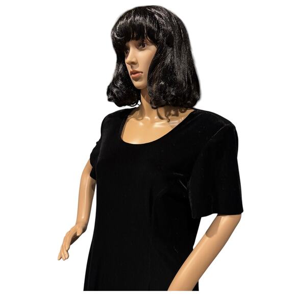 Vintage Another Thyme Black Velvet Jeweled Keyhole fit flare Dress size large - Picture 8 of 12